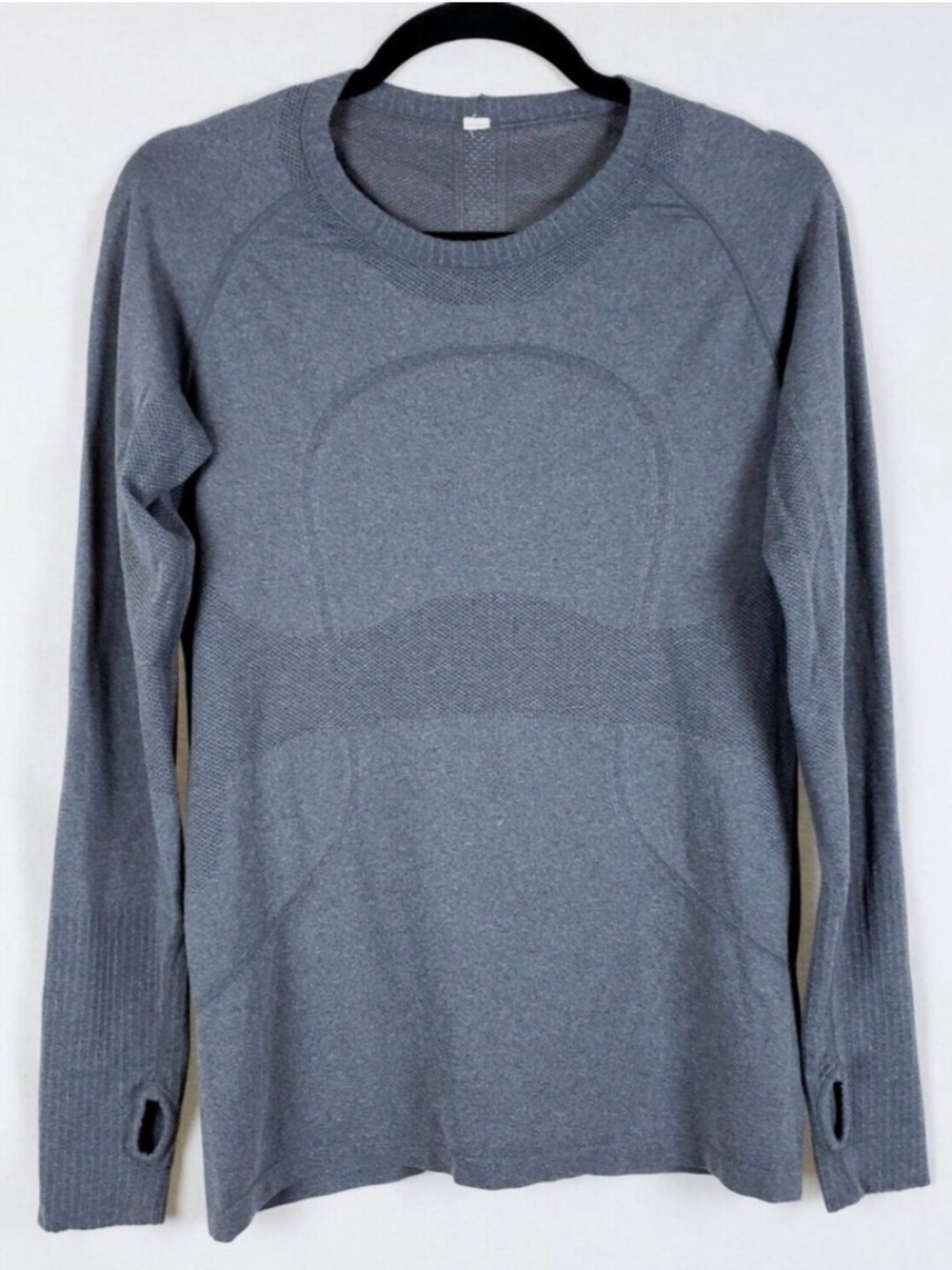 Lululemon Swiftly Tech Long Sleeve Shirt Womens 10 Gray Thumbholes Crewneck Run